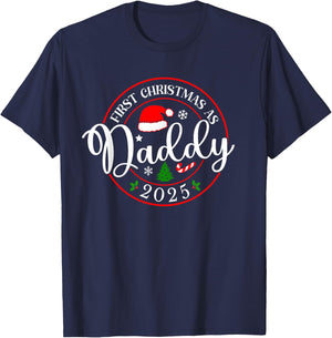 First Christmas As Daddy 2025 1st Christmas Matching Family T-Shirt - T-Shirt | Navy