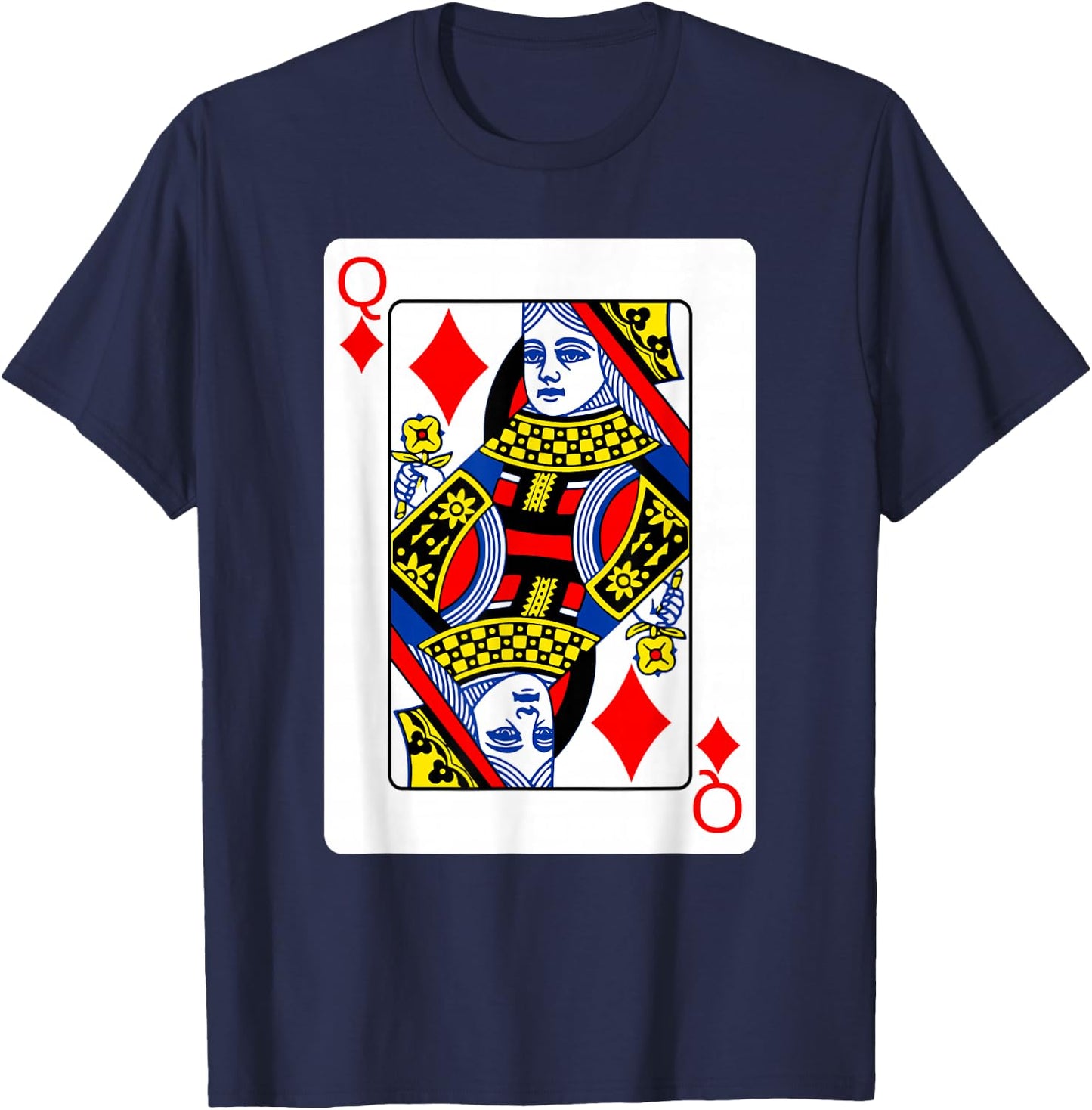 Queen Of Diamonds Playing Card Group Costume Poker Player T-Shirt - T-Shirt | Navy