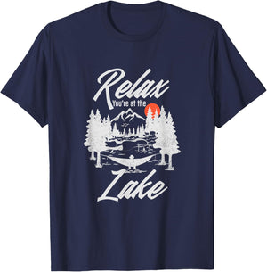 Relax You're At The Lake Lake Boat Camp Summer Adventures T-Shirt - T-Shirt | Navy