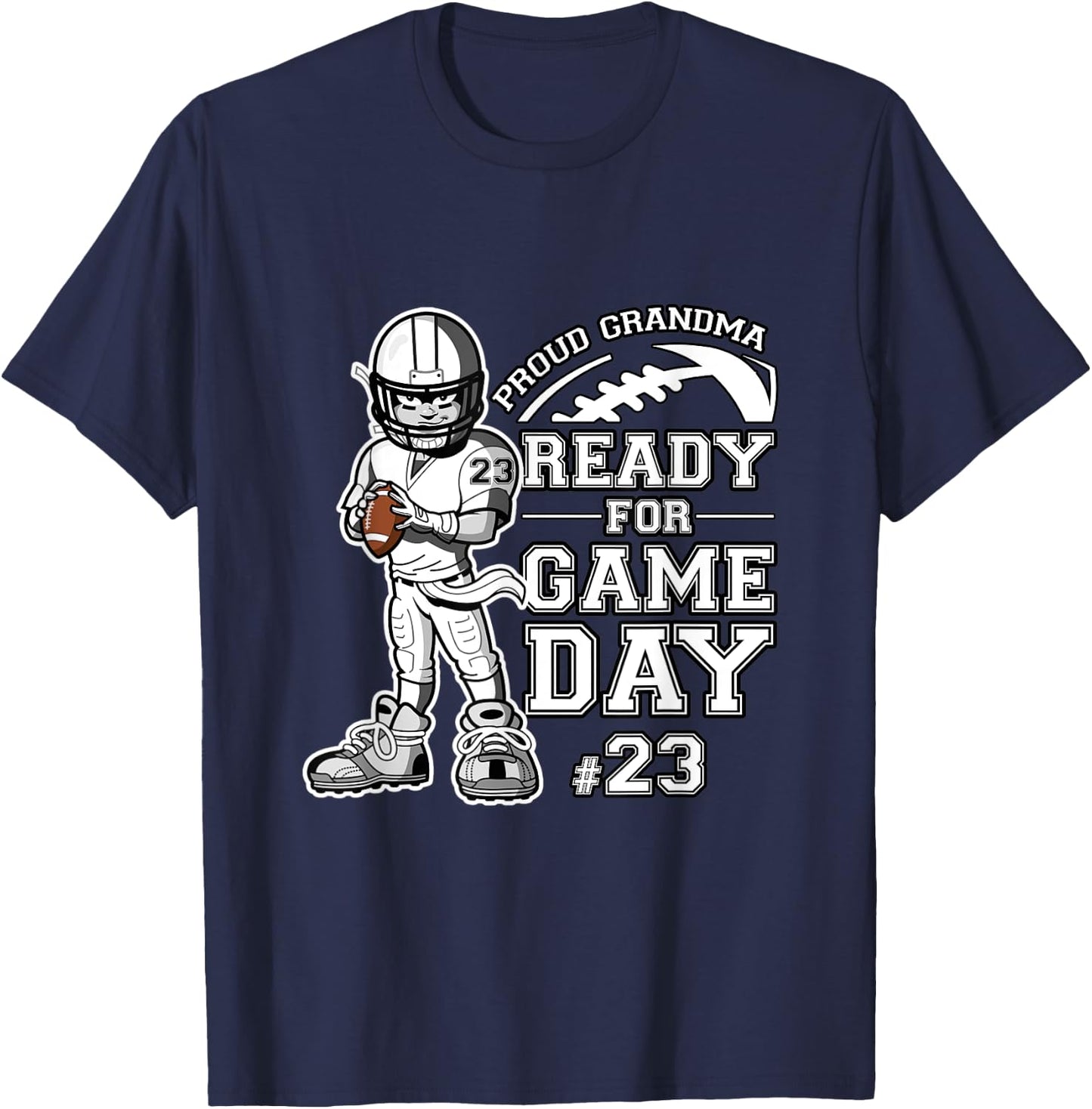 Custom Proud Football Grandma Number 23 Personalized Women T-Shirt - T-Shirt | Navy