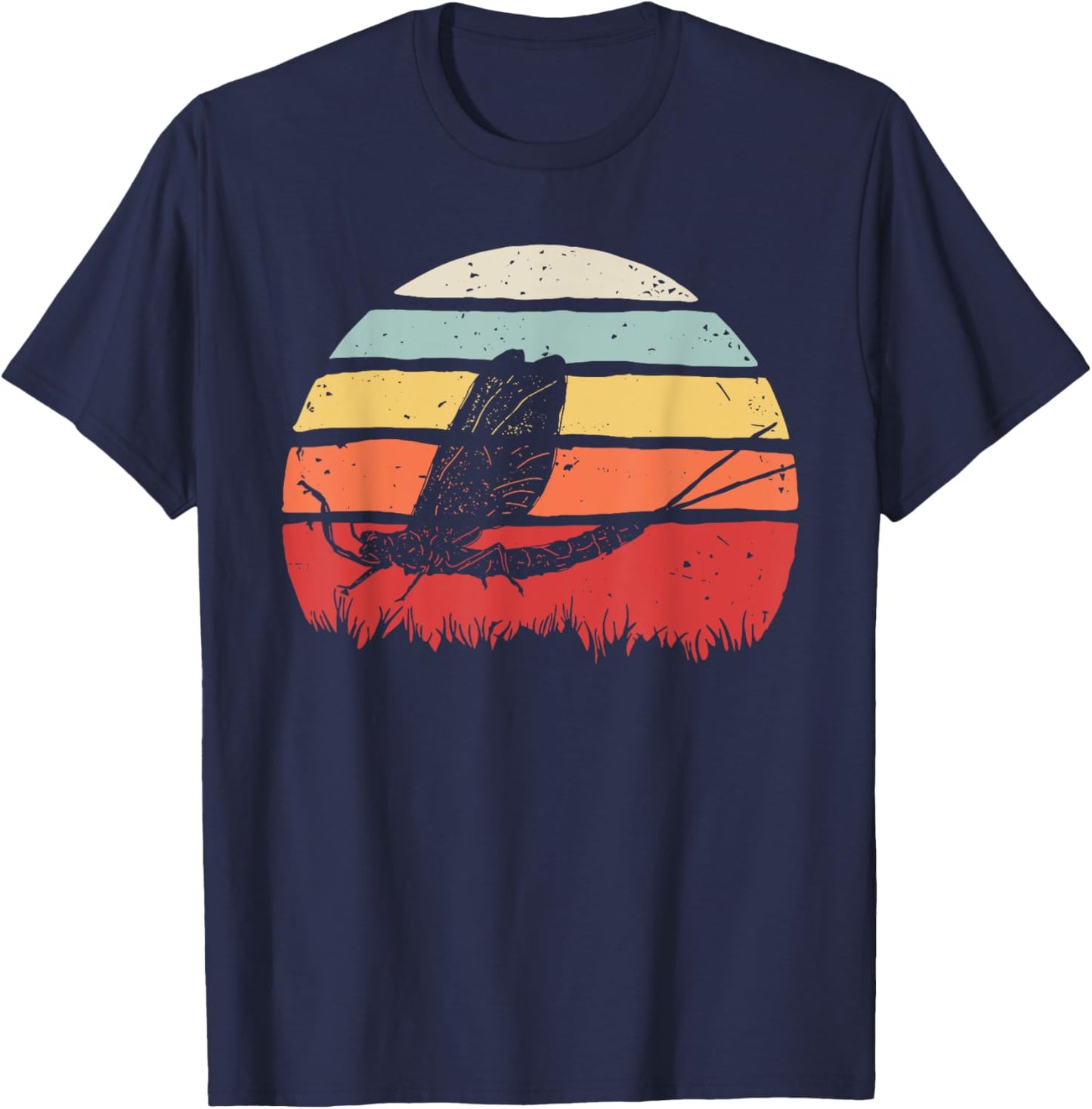 Vintage Retro Mayfly T-Shirt - T-Shirt | Navy