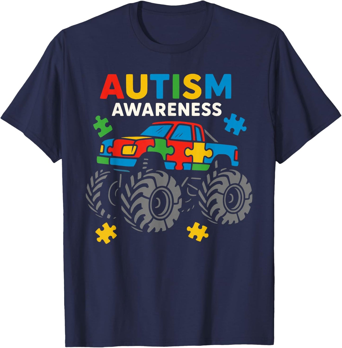 Truck Puzzles for Kids Autism Awareness Toddler Boy Youth T-Shirt - T-Shirt | Navy