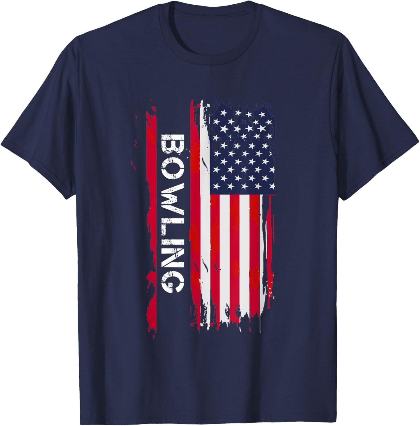 Bowling 10 Pins And Strikes And Spares In America T-Shirt - T-Shirt | Navy