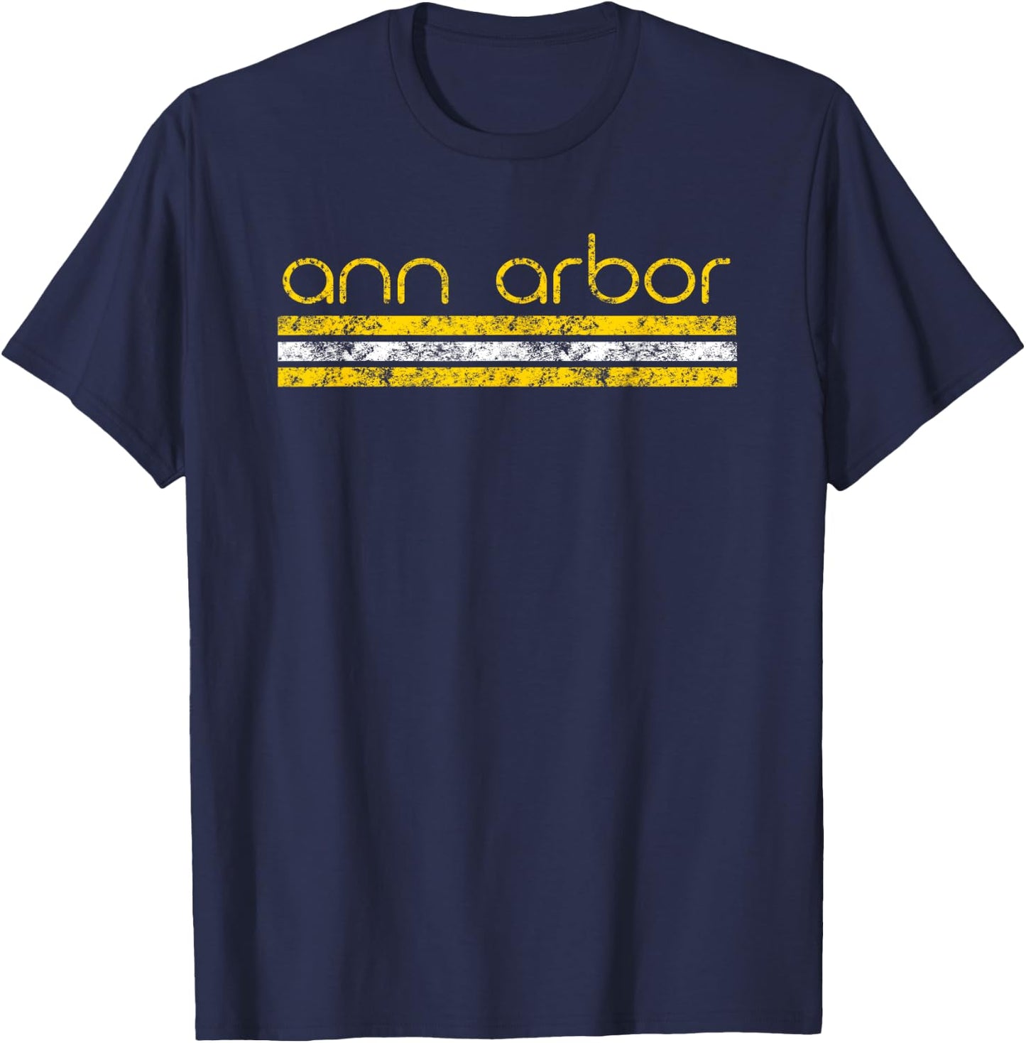 Ann Arbor Michigan Retro Vintage Weathered T-Shirt - T-Shirt | Navy