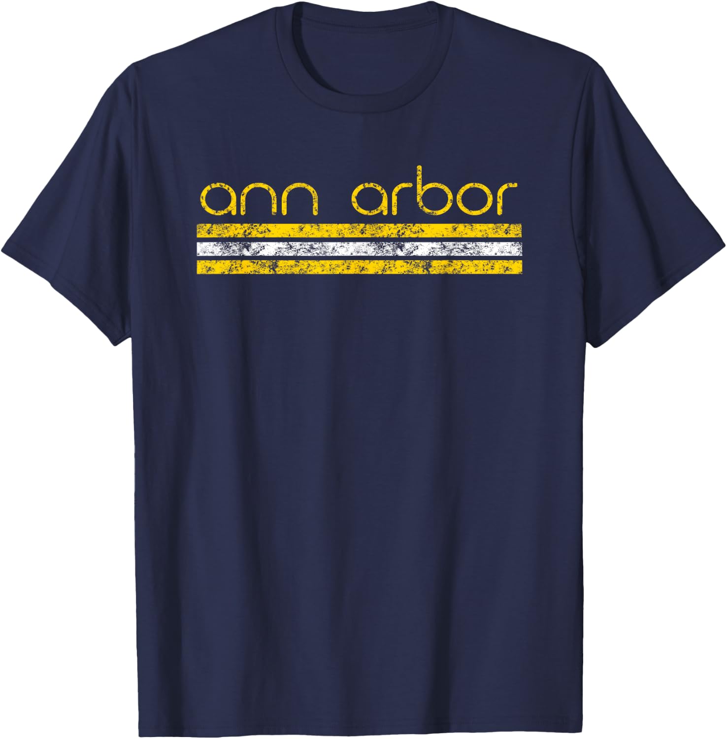 Ann Arbor Michigan Retro Vintage Weathered T-Shirt - T-Shirt | Navy