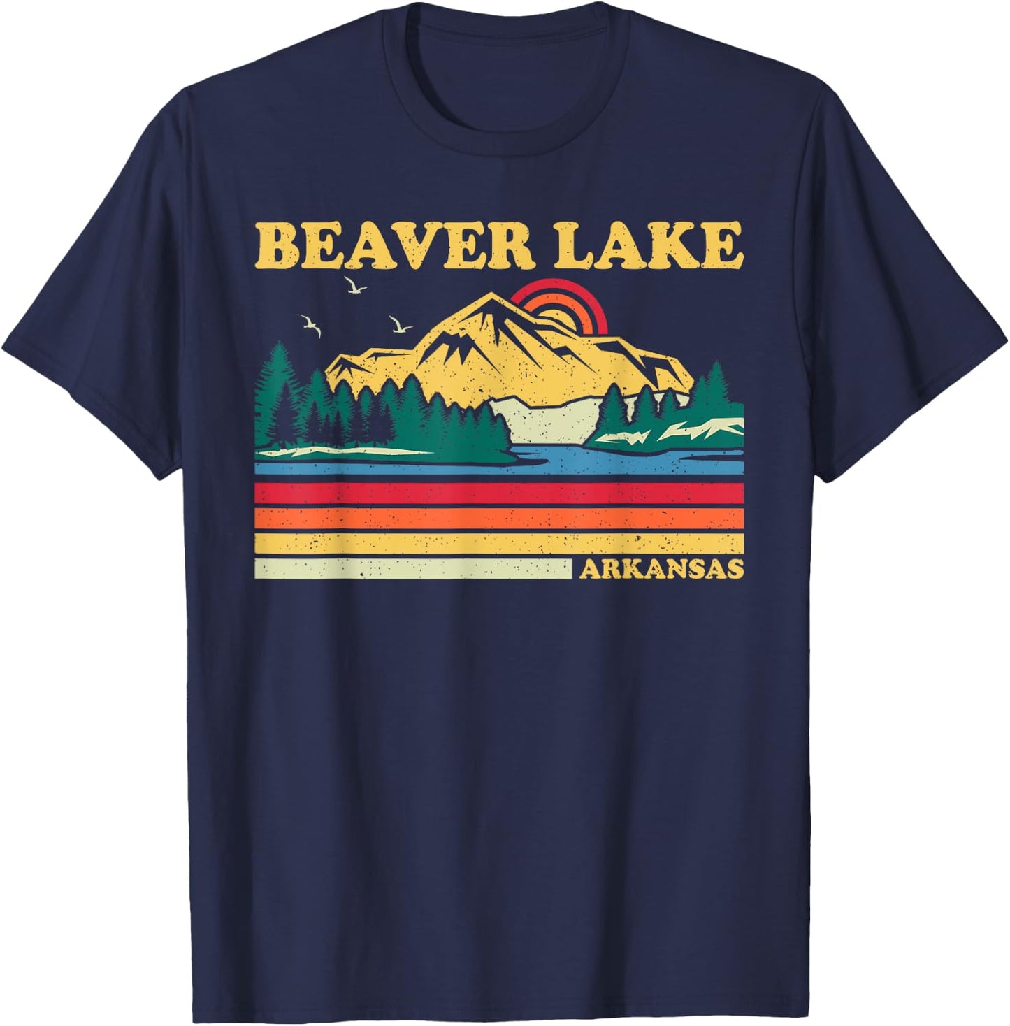 Retro Summer Vacation Vintage Arkansas Beaver Lake Women Girls Kids T-Shirt - T-Shirt | Navy