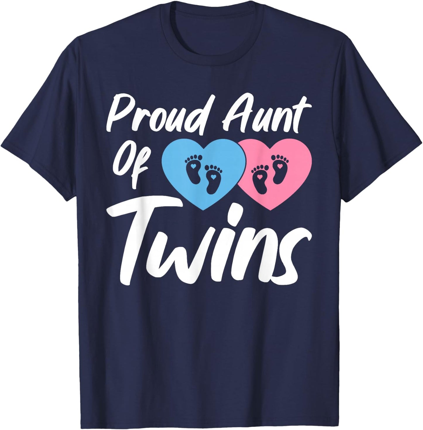 Proud Aunts Of Twin Mom Women Girls Twins Auntie T-Shirt - T-Shirt | Navy