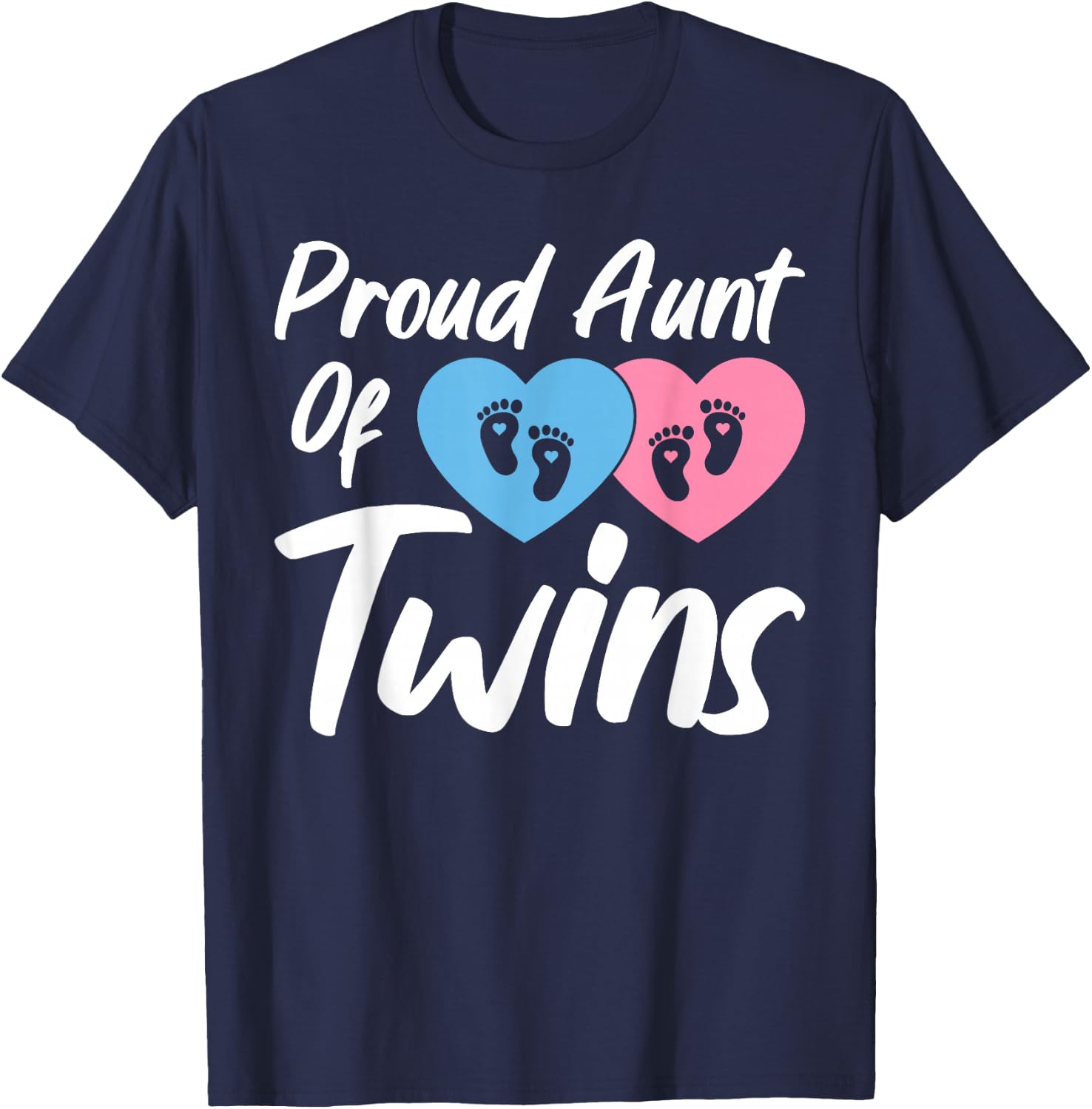 Proud Aunts Of Twin Mom Women Girls Twins Auntie T-Shirt - T-Shirt | Navy