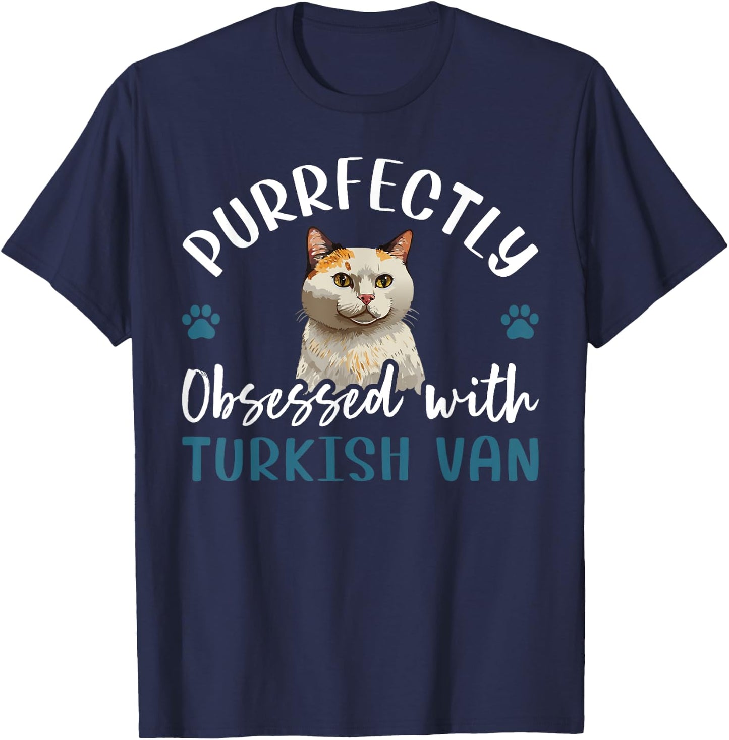 Purrfectly Obsessed With Turkish Van Cat Women Kids T-Shirt - T-Shirt | Navy