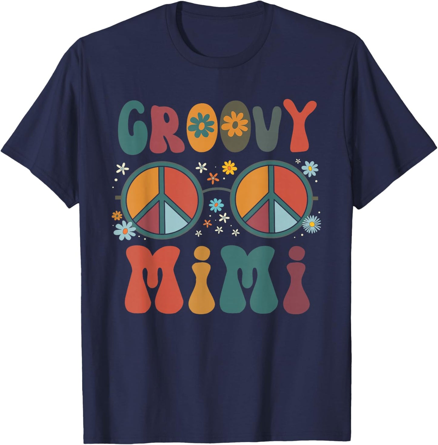 Groovy Mimi Retro 70s Peace Sign Design Grandma T-Shirt - T-Shirt | Navy