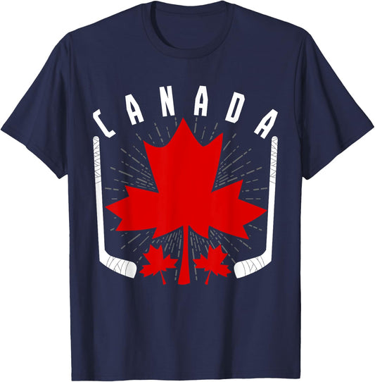 Ice Hockey Canadian Pride Maple Leaf Country Canada T-Shirt - T-Shirt | Navy