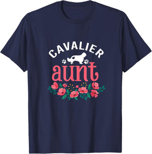 Cavalier Aunt Gifts Women Cute Dog Lover Owner Christmas Mom T-Shirt - T-Shirt | Navy