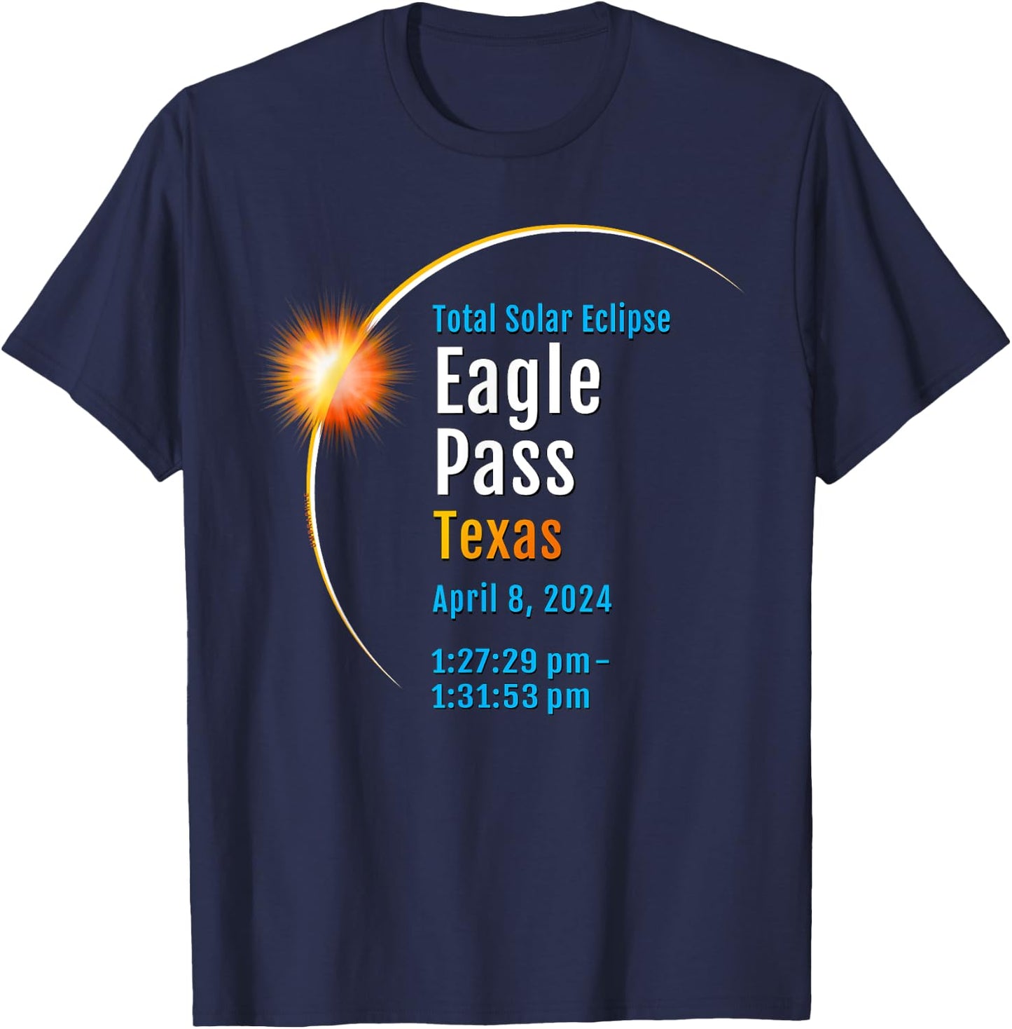 Eagle Pass Texas TX Total Solar Eclipse 2024 :: 1 T-Shirt - T-Shirt | Navy