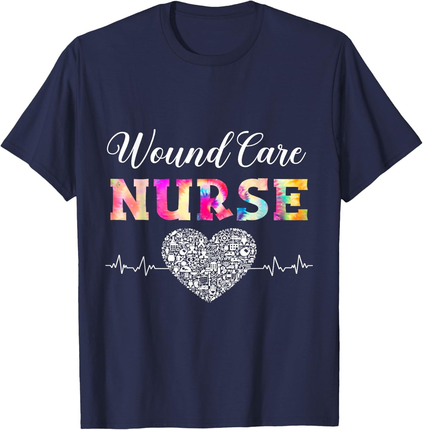 Wound Care Nurse Watercol Love Heart Stethoscope Nurse Women T-Shirt - T-Shirt | Navy
