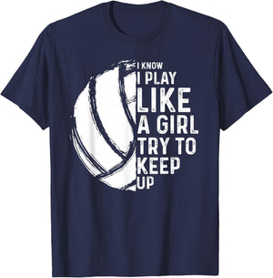 Funny Volleyball Design Girls Women Youth Teen Sports Lovers T-Shirt - T-Shirt | Navy
