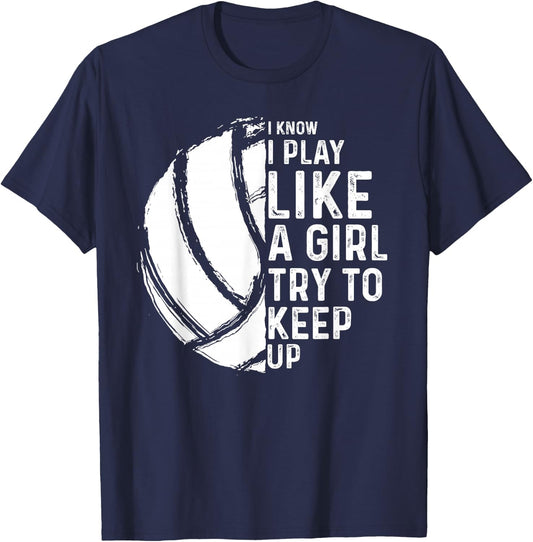 Funny Volleyball Design Girls Women Youth Teen Sports Lovers T-Shirt - T-Shirt | Navy