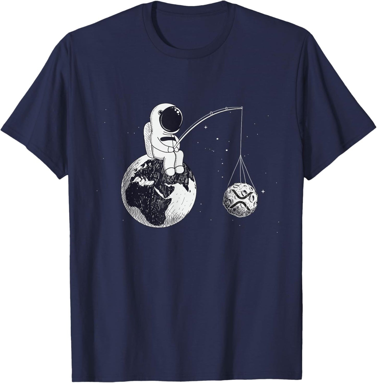 Cryptocurrency Talk - XRP To The Moon Ripple Space Man Merch T-Shirt - T-Shirt | Navy