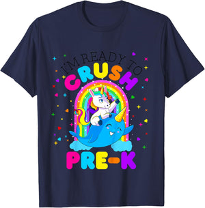 I'm Ready to Crush Pre K Unicorn Back to School PreK Girls T-Shirt - T-Shirt | Navy