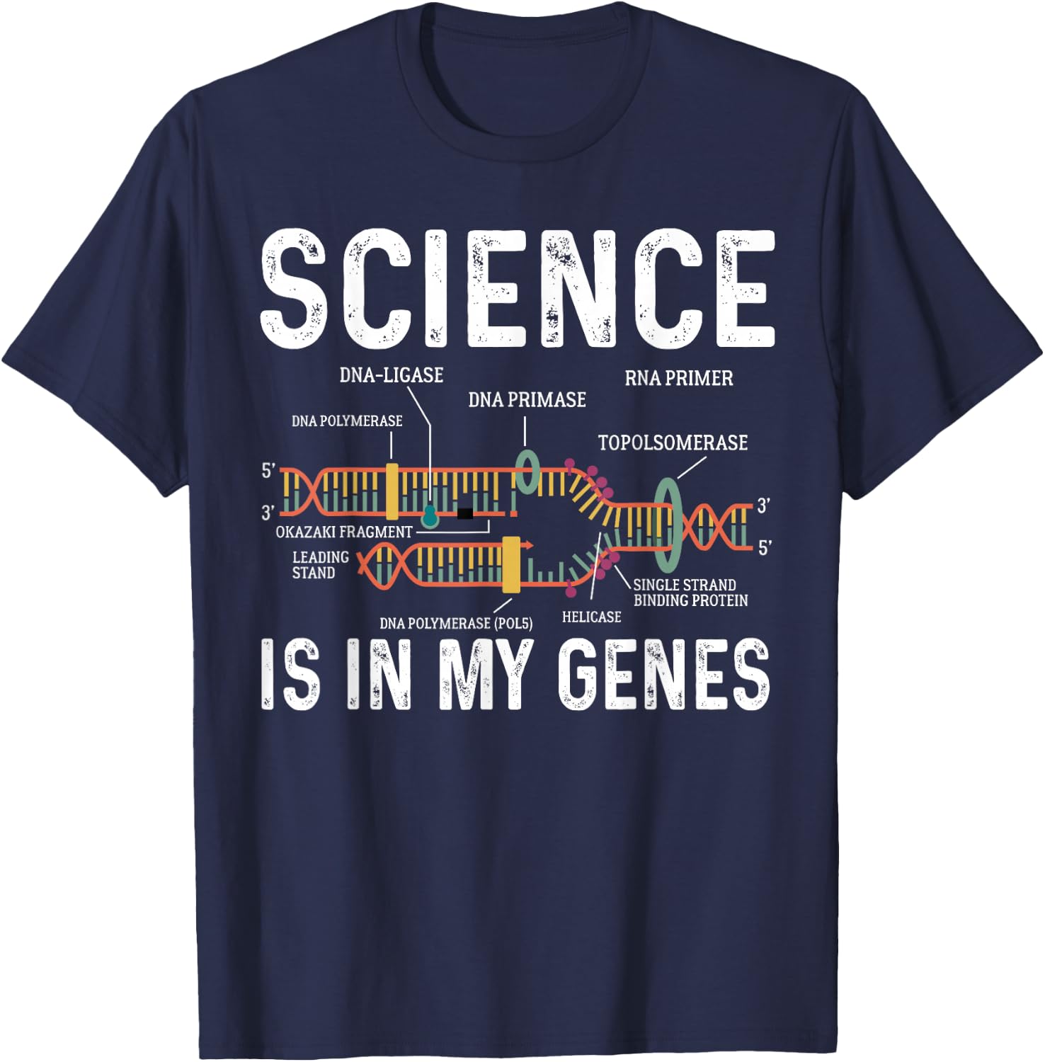Science Is In My Genes Scientist Science Teacher STEM Nerd T-Shirt - T-Shirt | Navy