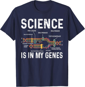 Science Is In My Genes Scientist Science Teacher STEM Nerd T-Shirt - T-Shirt | Navy