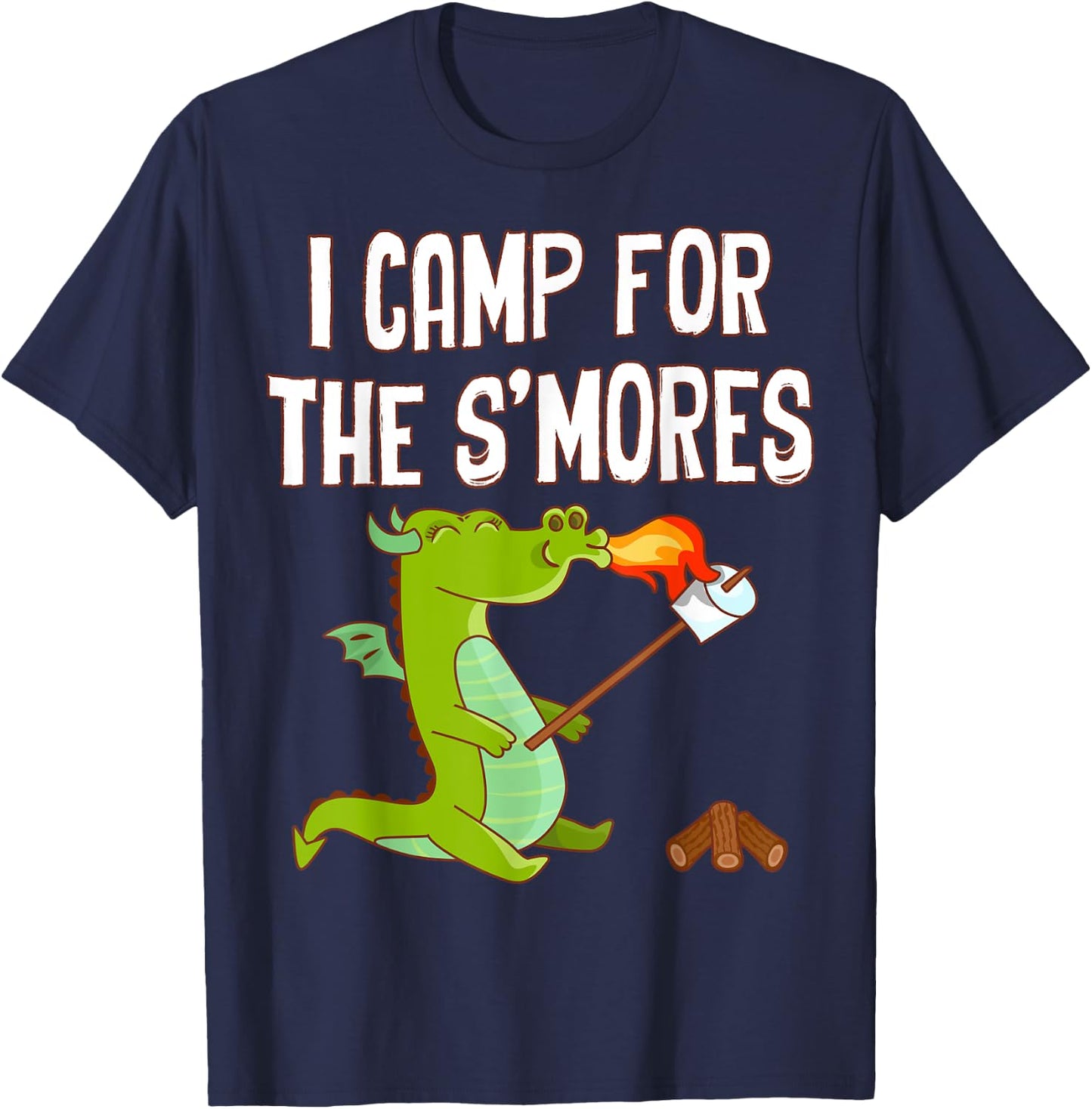 Camping For The Smore Dragon Camp Marshmallow Boys Girls T-Shirt - T-Shirt | Navy