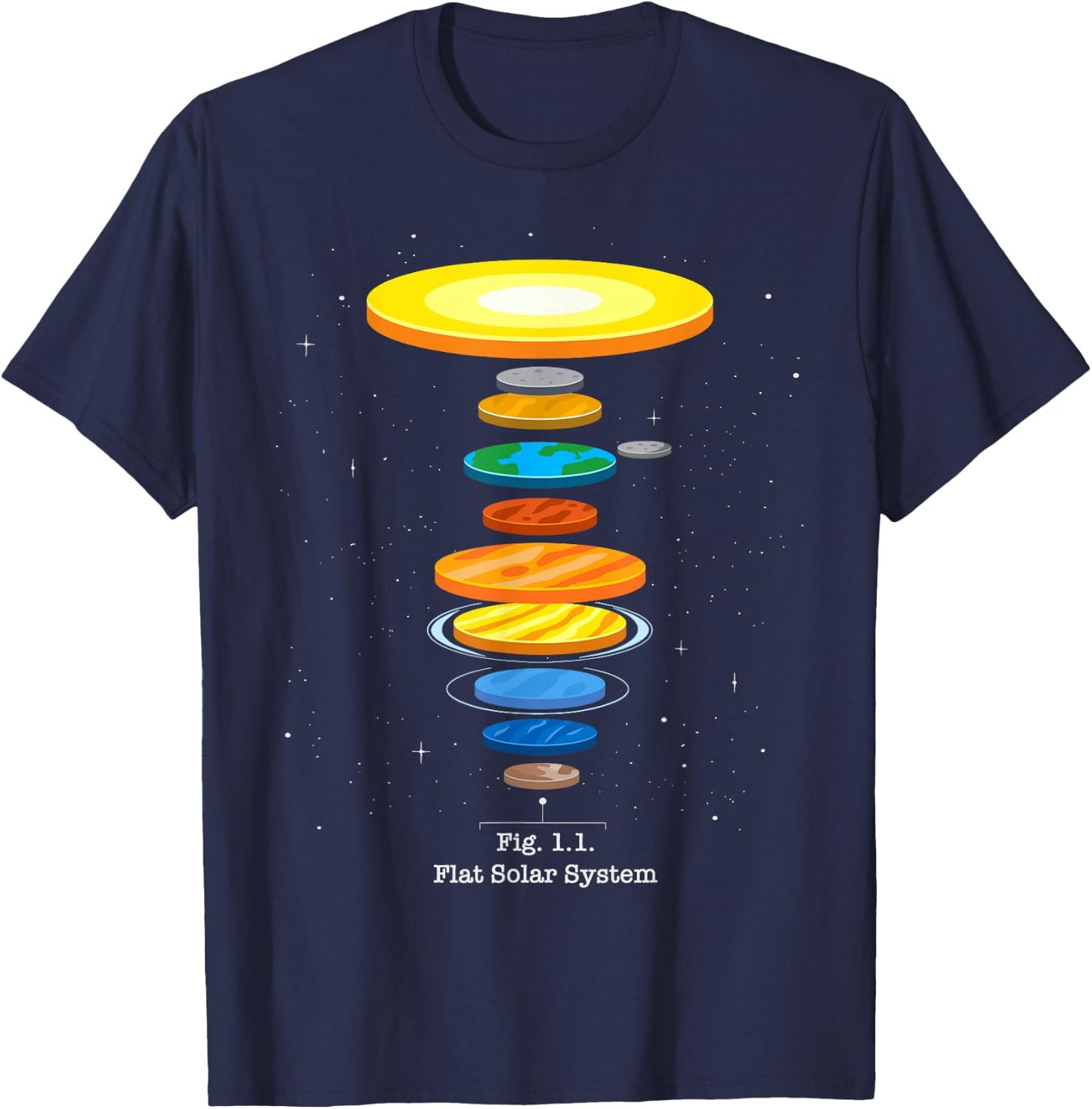 Flat Earth Theory Space Astronomy Science Flat Solar System T-Shirt - T-Shirt | Navy