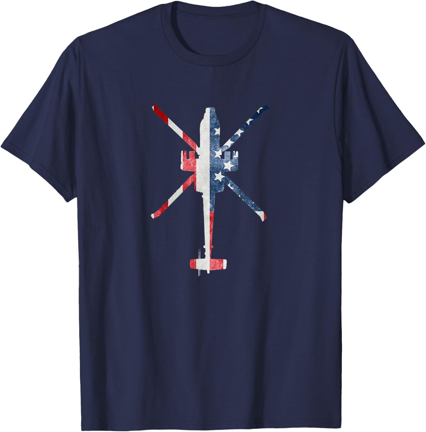 AH-64 Apache American Flag Military Gunship T-Shirt - T-Shirt | Navy