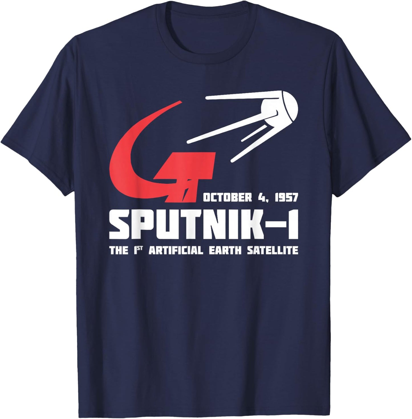 Sputnik Soviet Space Flight USSR Soviet Union Propaganda T-Shirt - T-Shirt | Navy