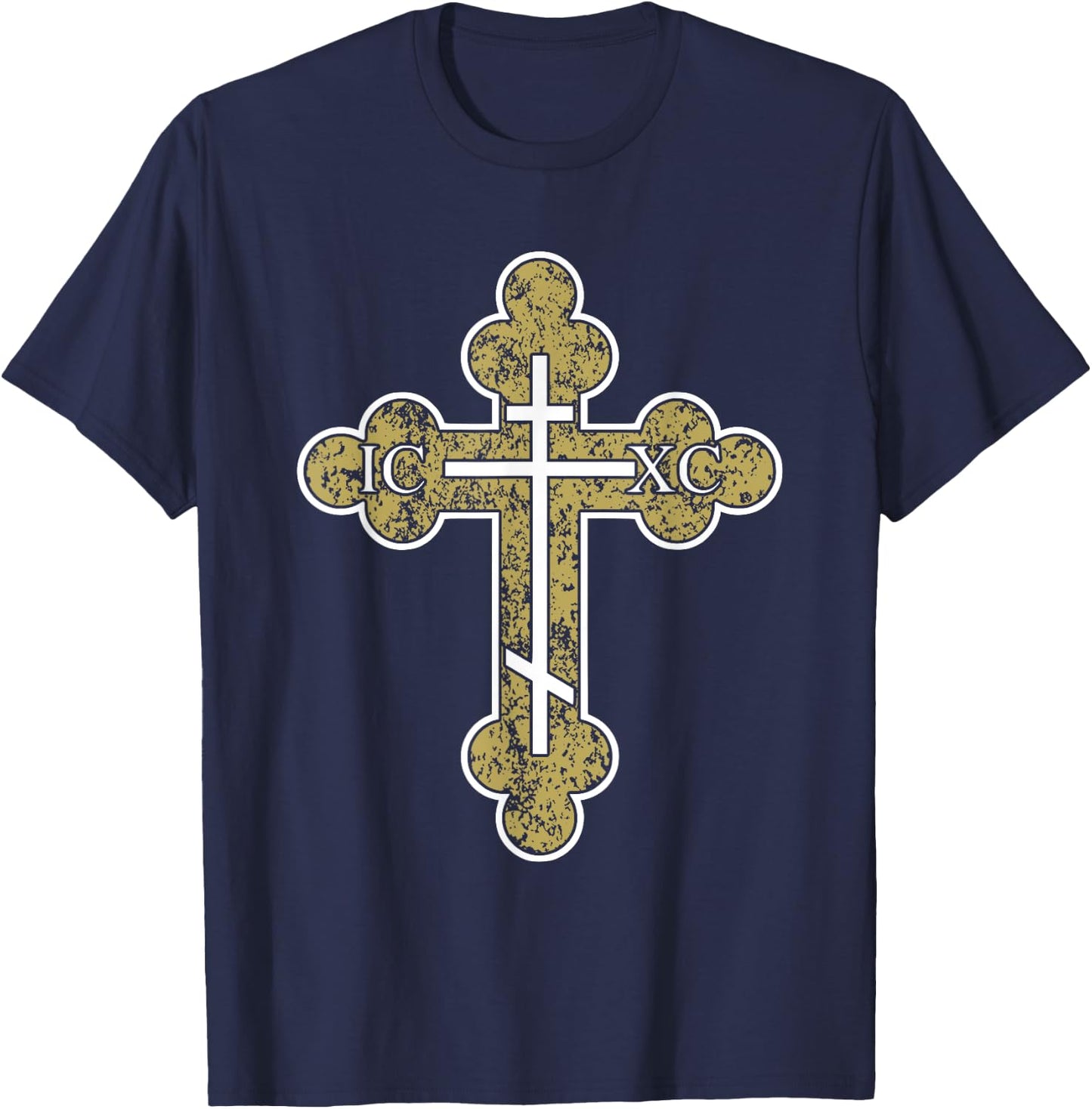 IC XC NIKA Cross Christogram Orthodox Eastern Christian T-Shirt - T-Shirt | Navy
