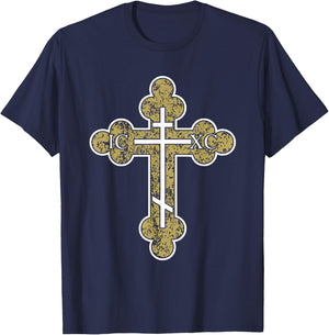 IC XC NIKA Cross Christogram Orthodox Eastern Christian T-Shirt - T-Shirt | Navy