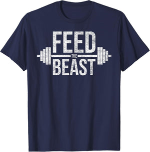 Feed the Beast Mass Gain Muscle Building Gym Workout T-Shirt - T-Shirt | Navy