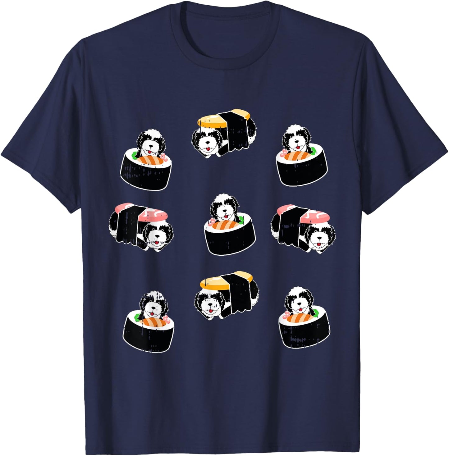 Sheepadoodle Sushi Puppy Cute Japanese Food Dog Lover Gift T-Shirt - T-Shirt | Navy