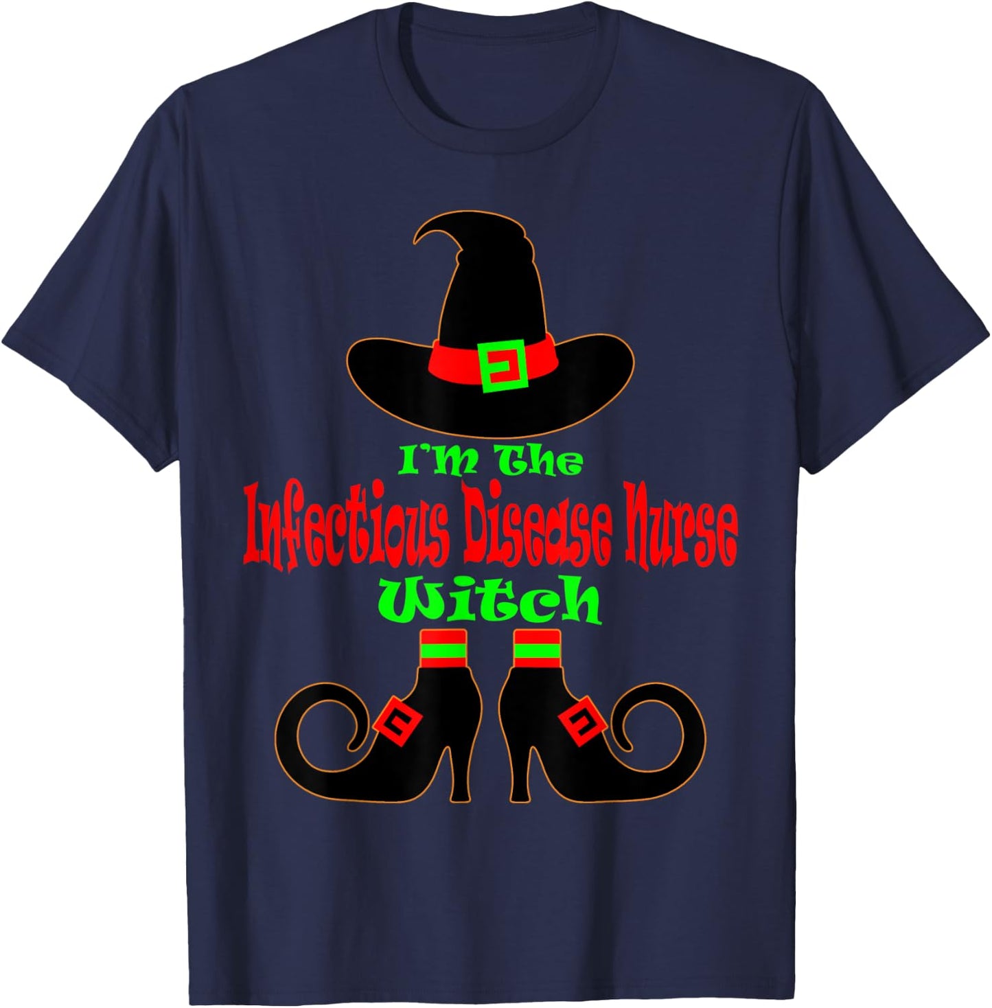 Infectious Disease Nurse Shirt Halloween Witch Hat Nursing T-Shirt - T-Shirt | Navy