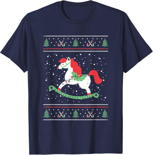 Rocking Horse For Children and Kids Christmas Xmas Season T-Shirt - T-Shirt | Navy