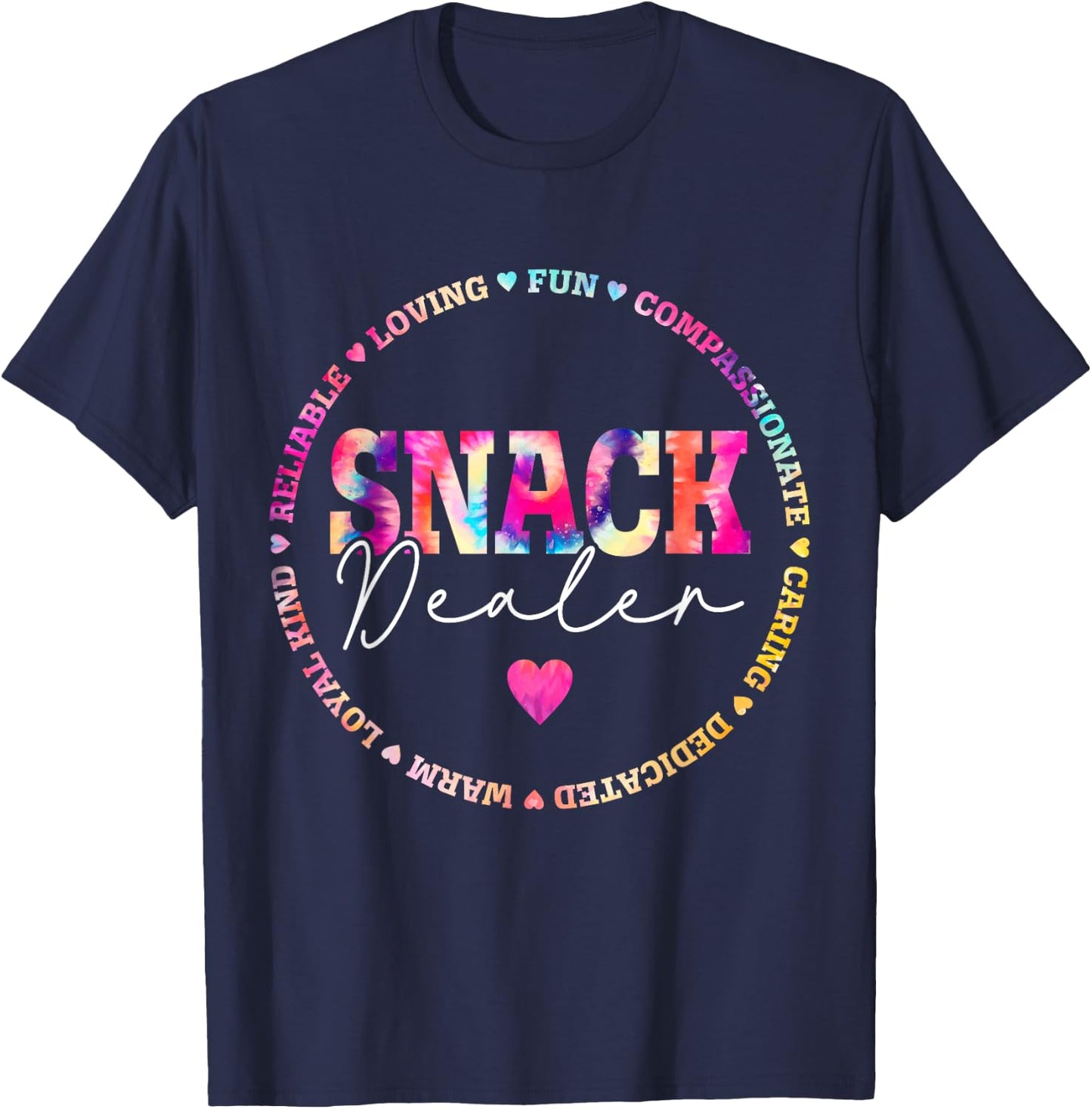 Tie Dye Snack Dealer Appreciation Funny Lunch Lady Crew T-Shirt - T-Shirt | Navy