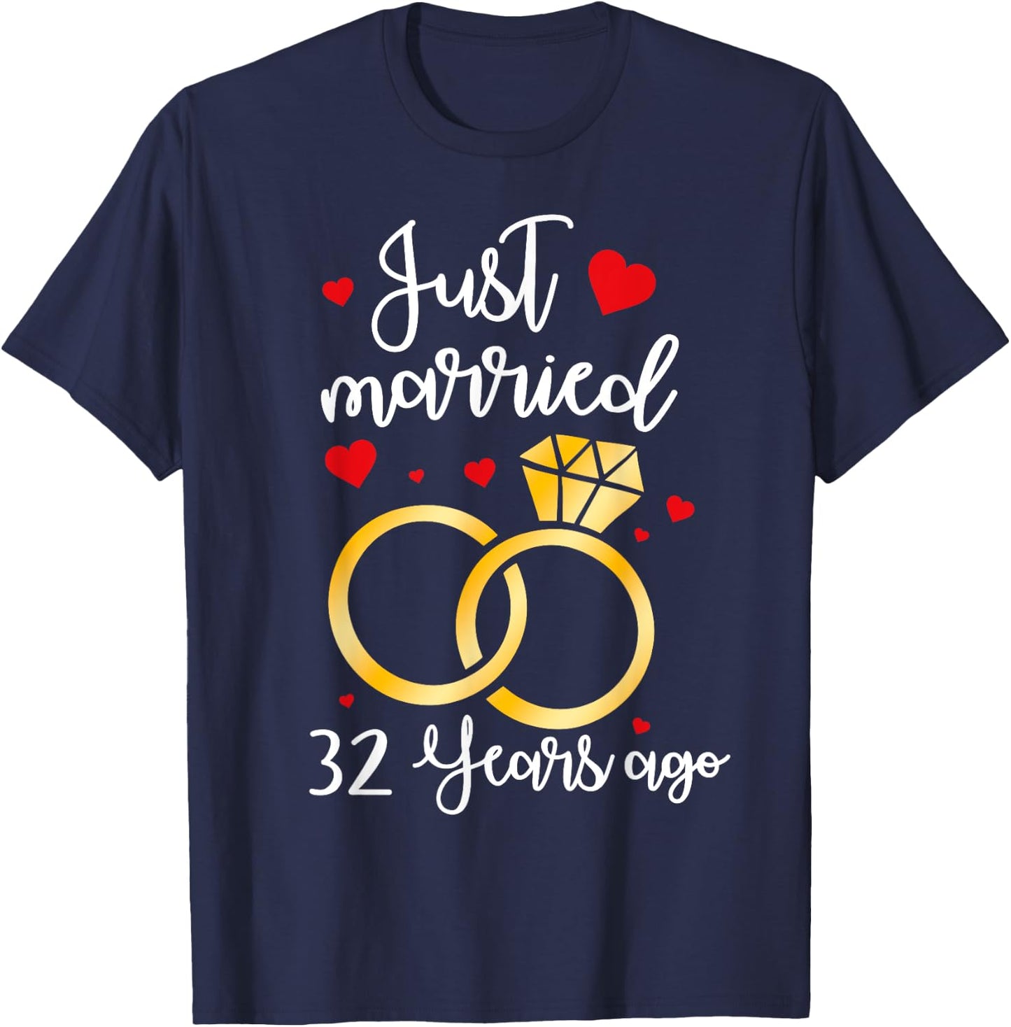 Just Married 32 Years Ago Wedding 32th Anniversary Couple T-Shirt - T-Shirt | Navy