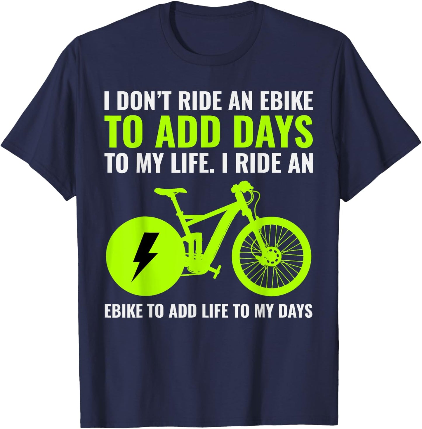 E-Bike Electric-Bike E-Cyclist Bicycling Rider Bicycle Lover T-Shirt - T-Shirt | Navy