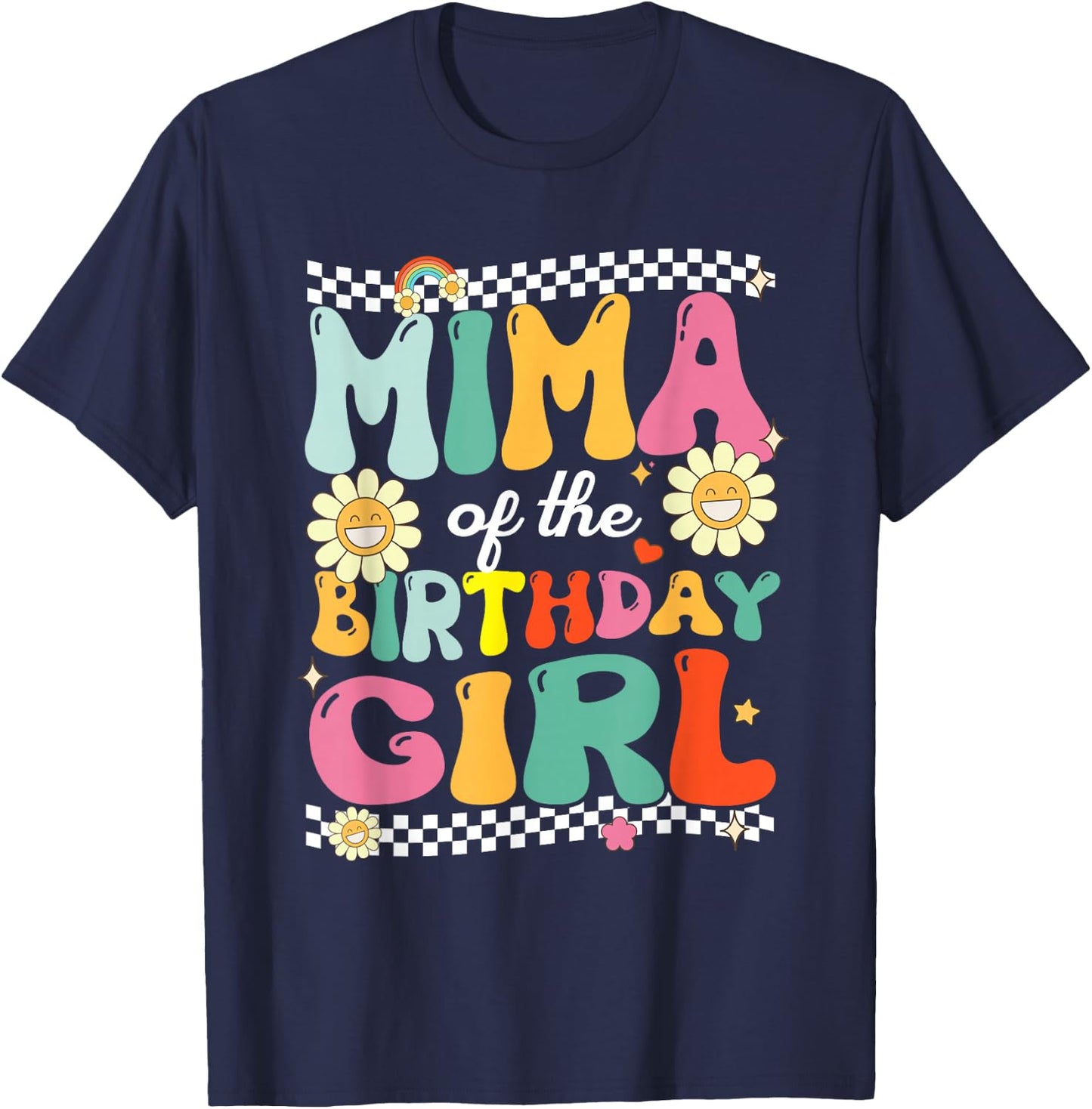 Mima of The Birthday Girl Family Groovy Birthday Party T-Shirt - T-Shirt | Navy