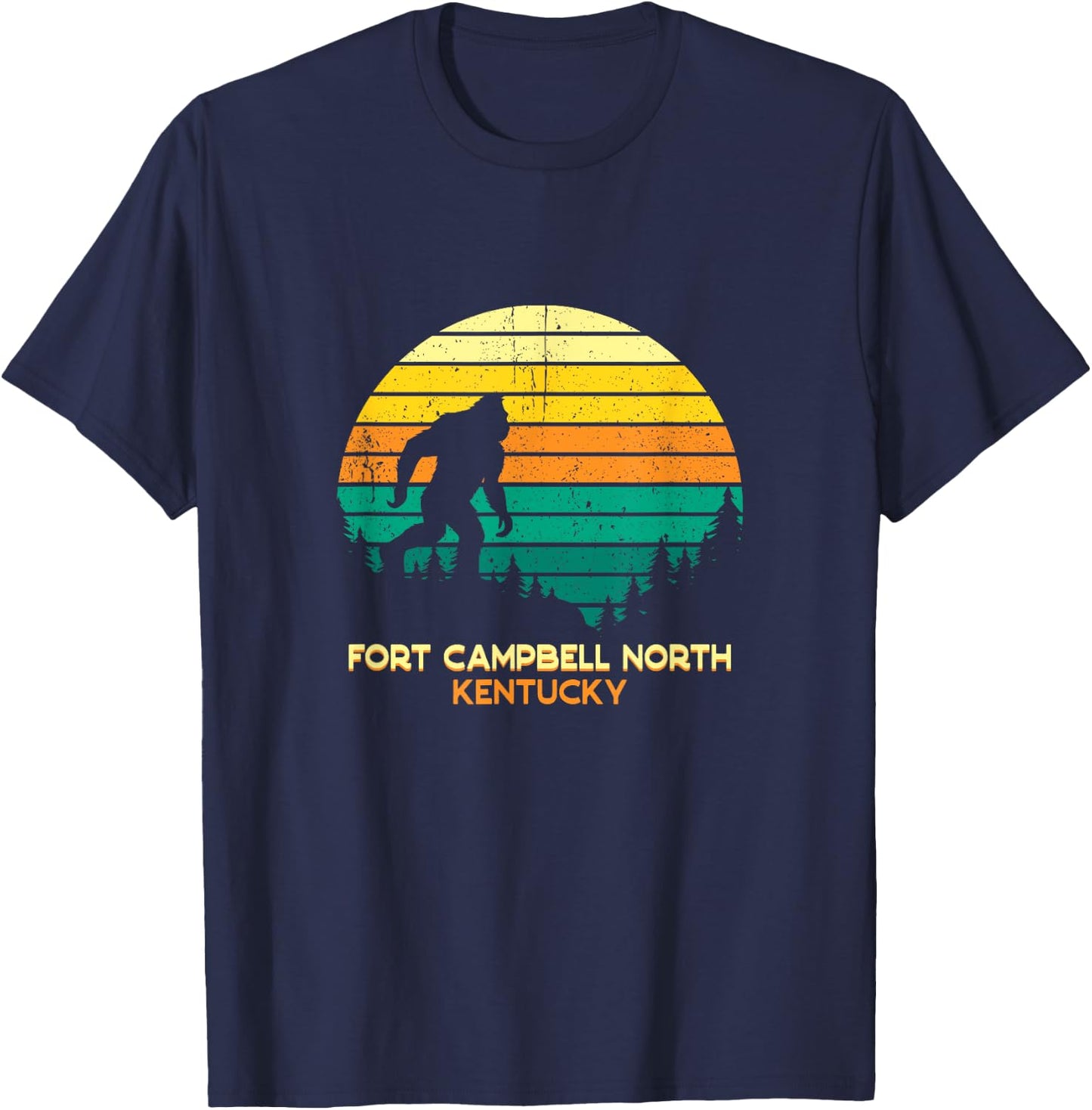 Retro Fort Campbell North, Kentucky Bigfoot Souvenir T-Shirt - T-Shirt | Navy