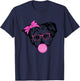 Morkie dog Mom with bubble gum bandana glasses T-Shirt - T-Shirt | Navy