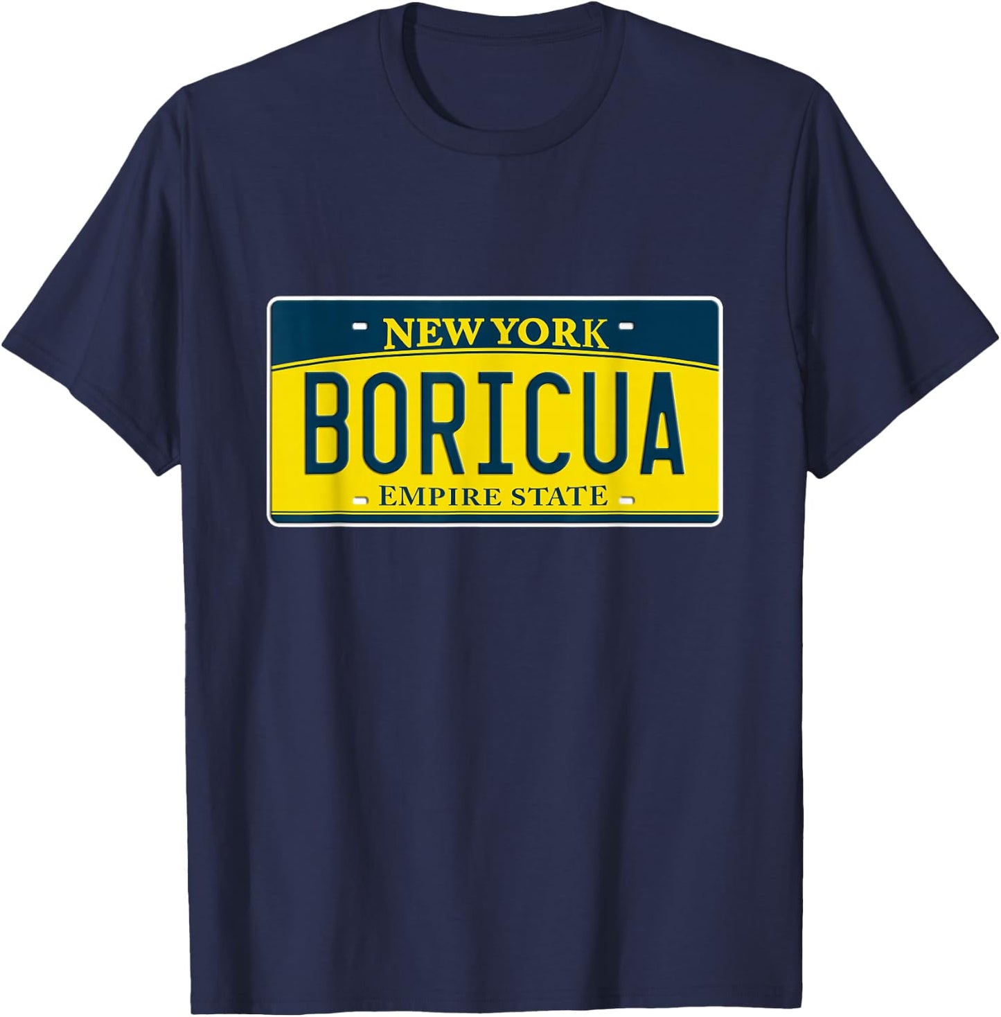 Boricua Nuyorican Puerto Rican NY New York US License Plate T-Shirt - T-Shirt | Navy