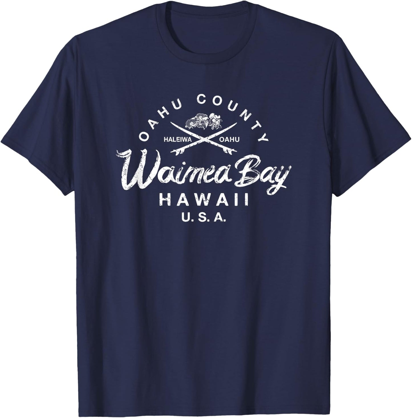 Waimea Bay North Shore Oahu Haleiwa Vintage T-Shirt - T-Shirt | Navy