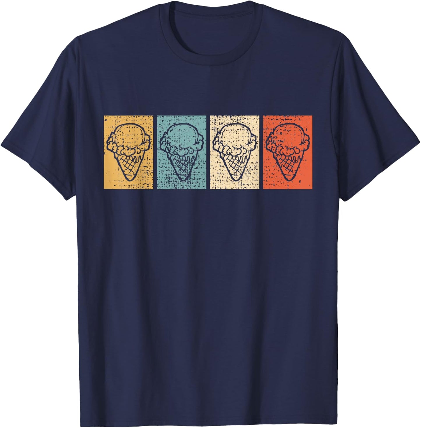 Ice Cream Retro Vintage Gift T-Shirt - T-Shirt | Navy