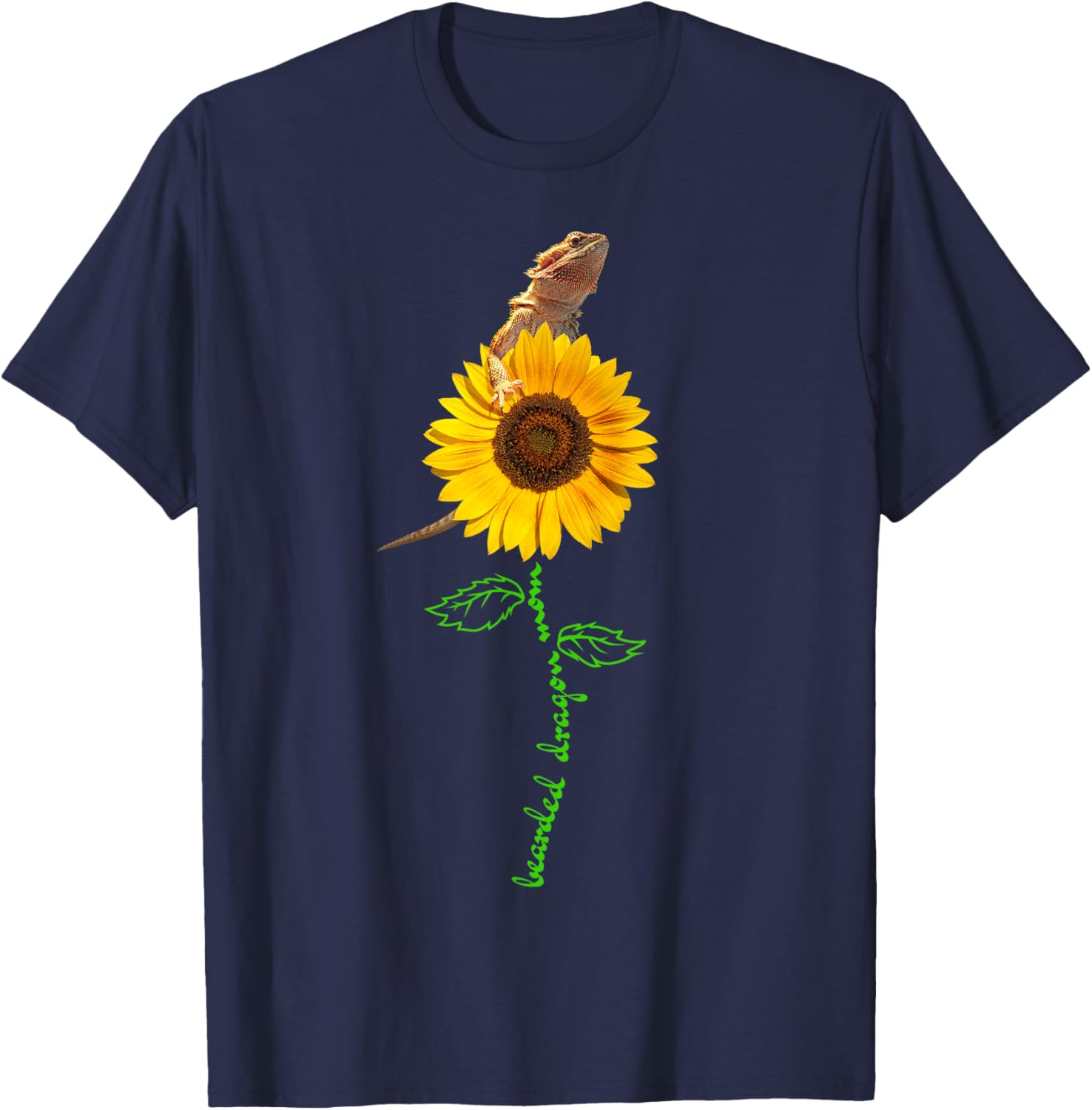 Bearded Dragon Mom Sunflower Pogona Beardie Pet Lovers Owner T-Shirt - T-Shirt | Navy