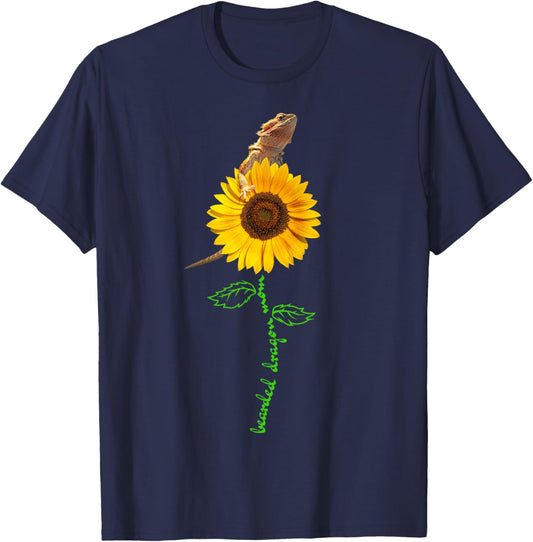 Bearded Dragon Mom Sunflower Pogona Beardie Pet Lovers Owner T-Shirt - T-Shirt | Navy
