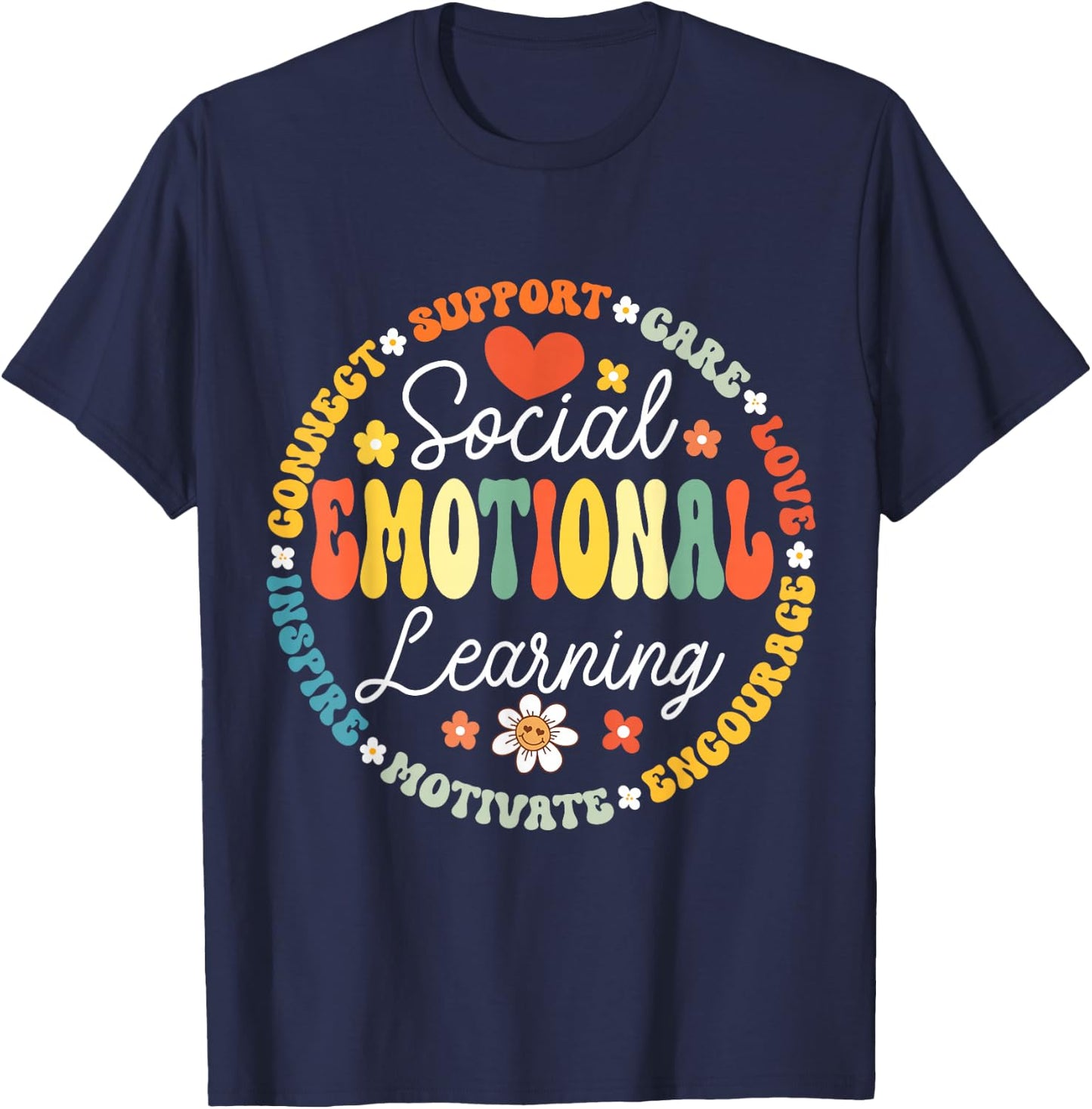 Social Emotional Learning Heart Counselor Teacher SEL Day T-Shirt - T-Shirt | Navy