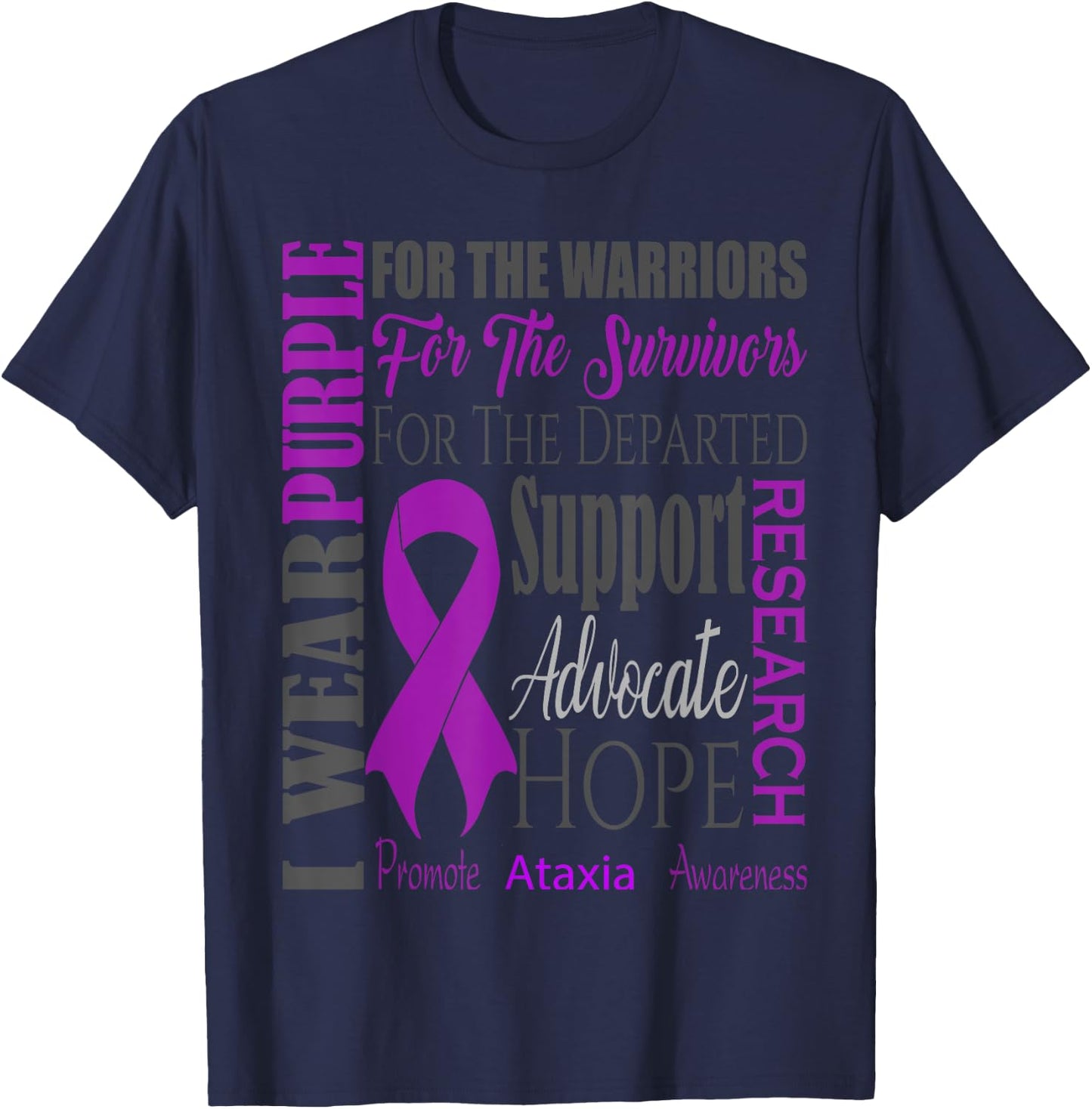 Ataxia Neurological Sickness Awareness for Warriors Fighters T-Shirt - T-Shirt | Navy
