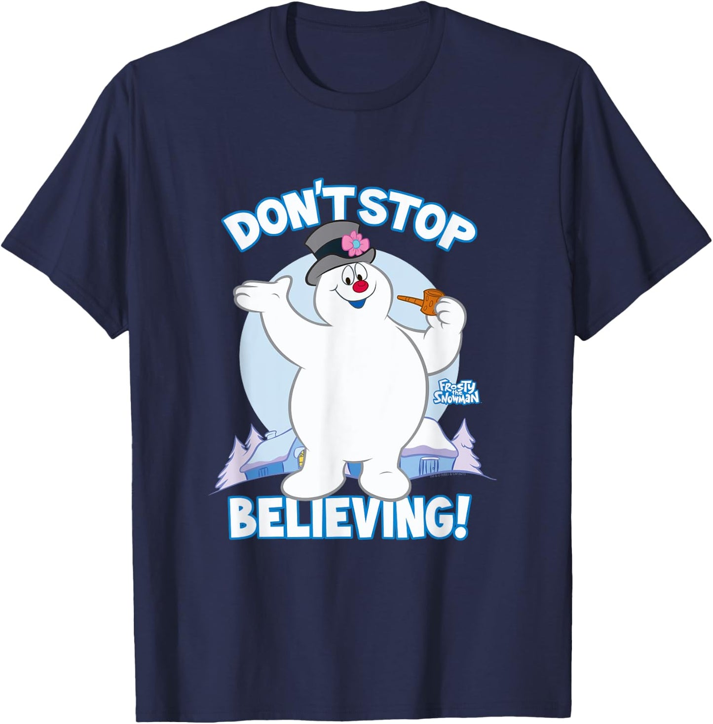 Frosty the Snowman Don't Stop Believing T-Shirt - T-Shirt | Navy