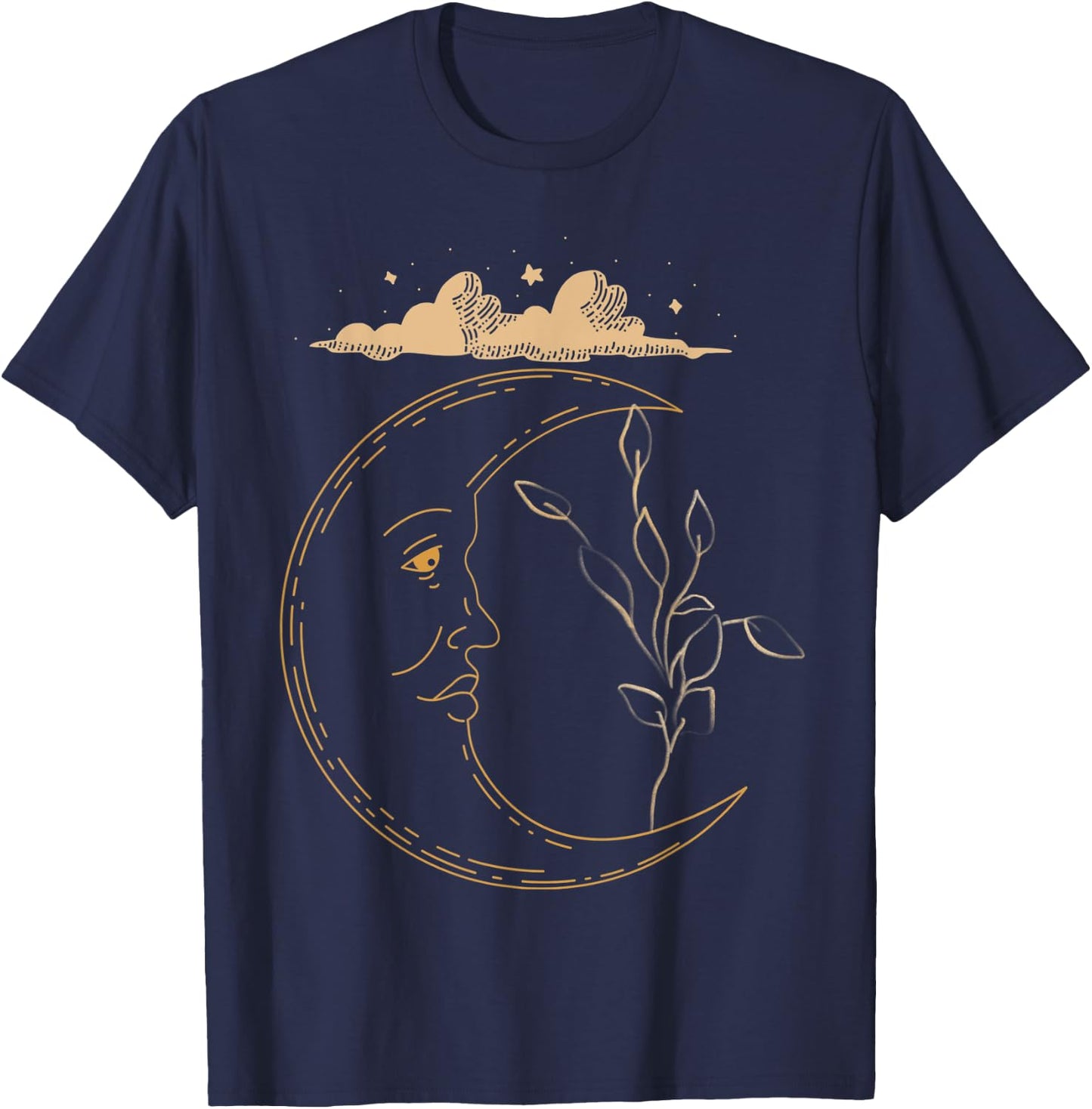 Celestial'd Gold Plant Moon T-Shirt - T-Shirt | Navy