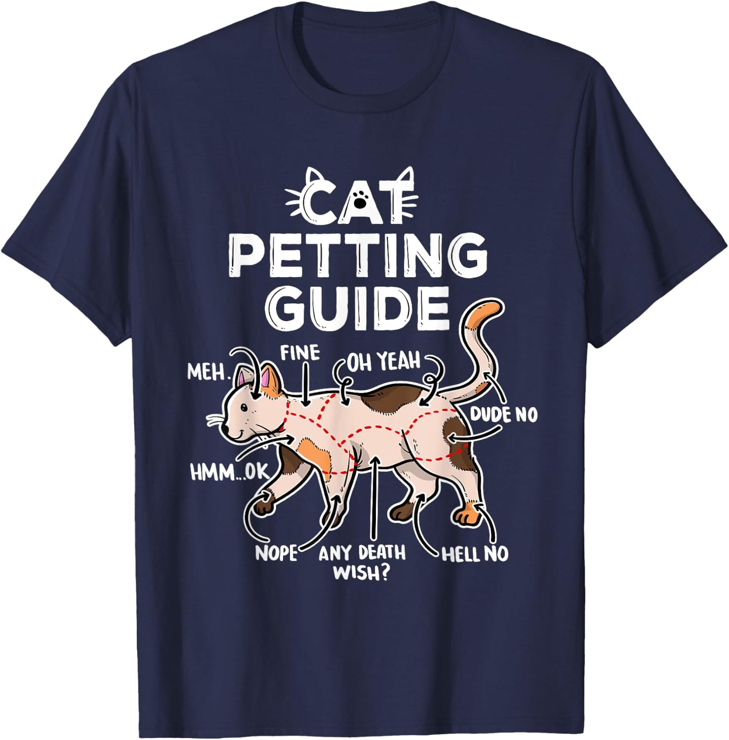 Cat Petting Guide Women Girls Kids T-Shirt - T-Shirt | Navy